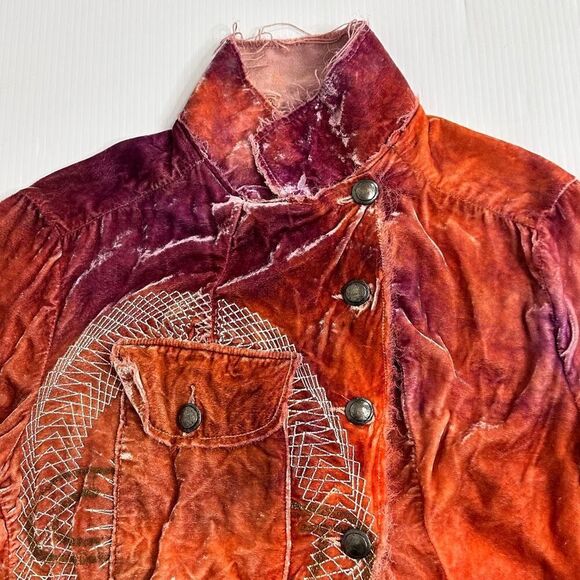 Y2K People of the Labyrinths Velvet Jacket M Deconstructed POTL Boho Art To Wear - Picture 11 of 16